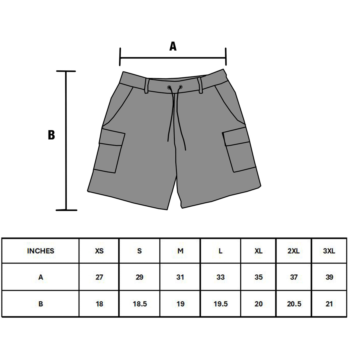 Size chart for LIMIT FORM SHORTS