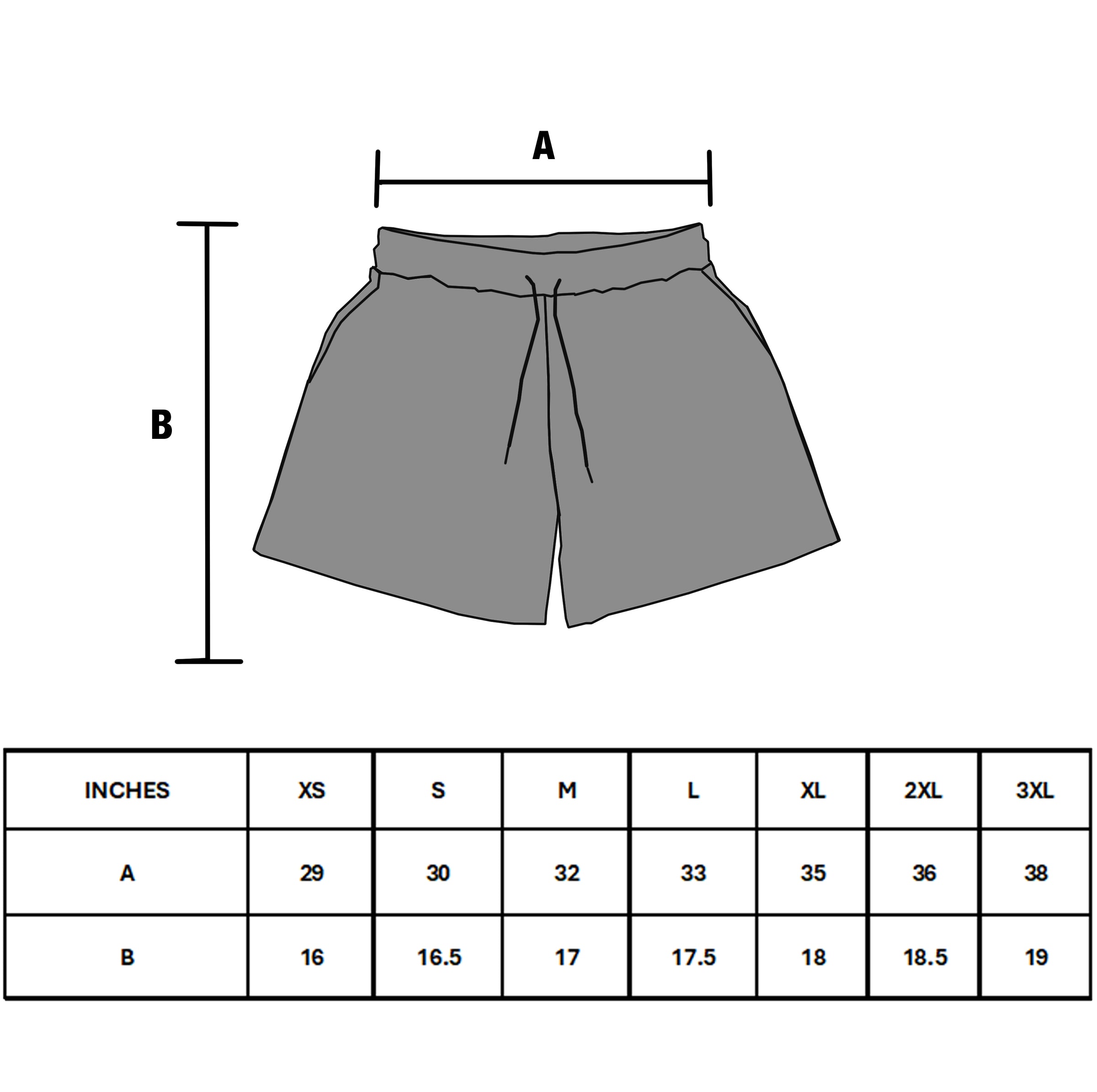 Size chart for KH CYBER SIGLISM SHORTS