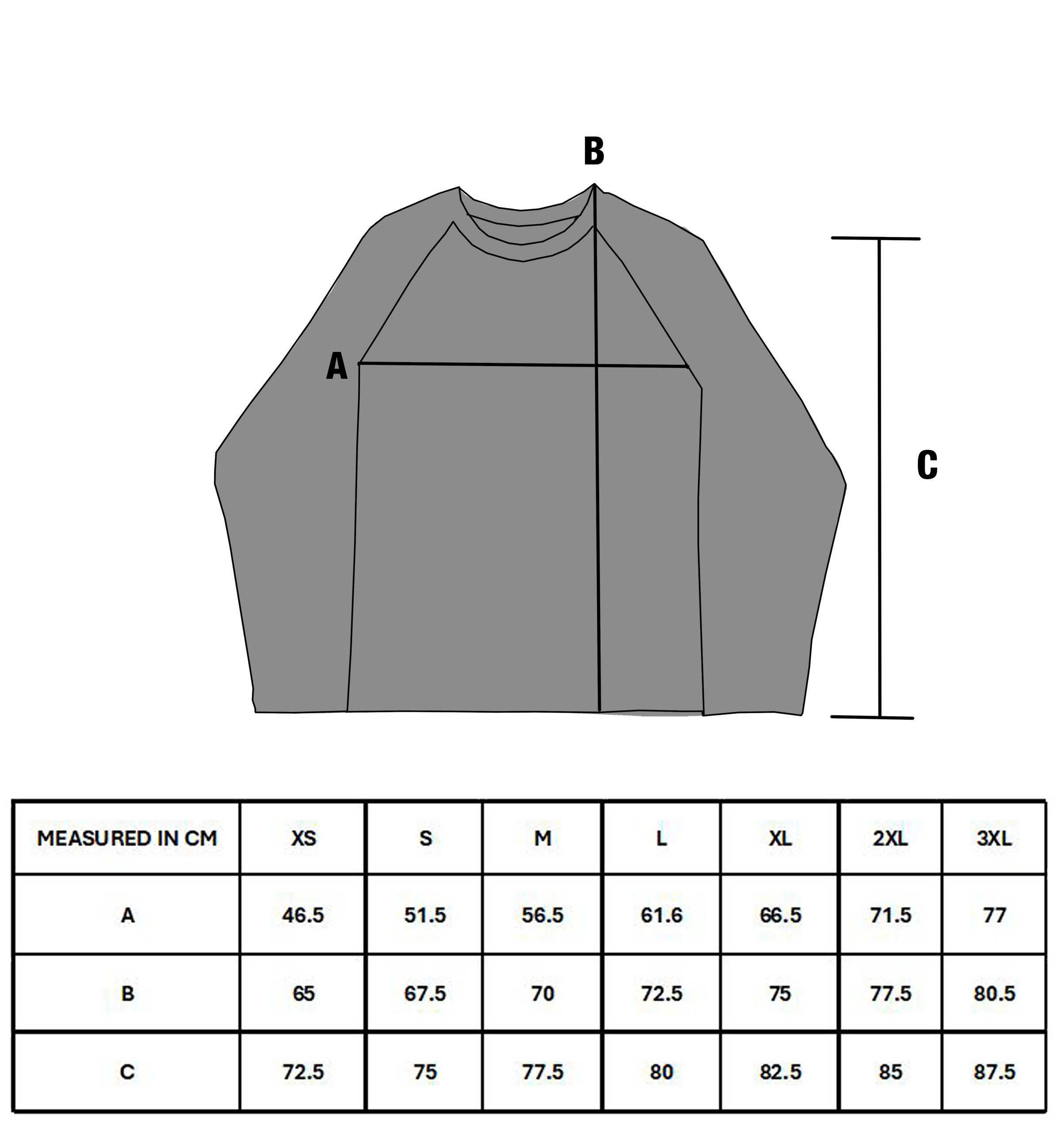 Size chart for KEY MASTER THERMAL