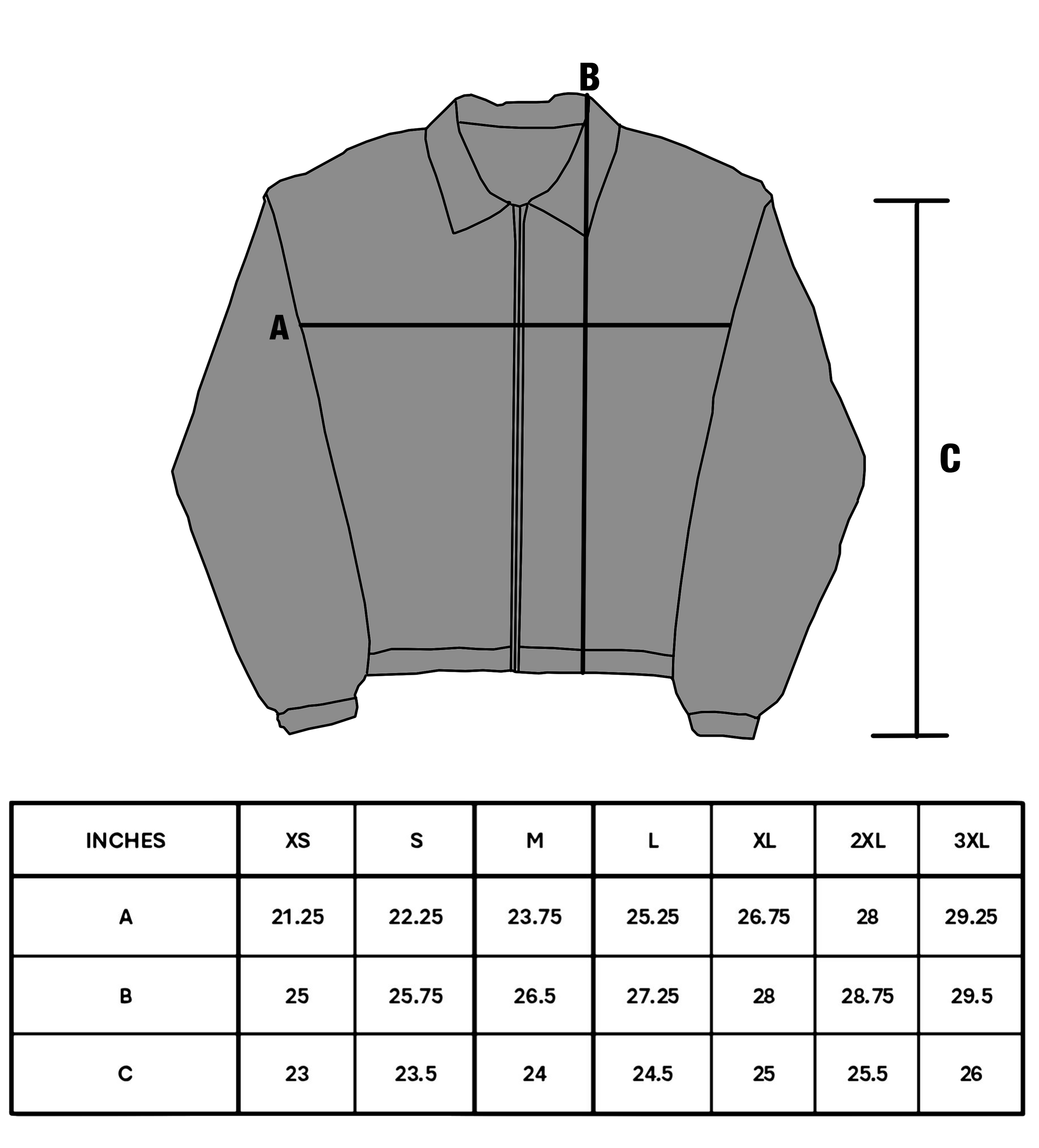 Size chart for SEEKER OF DARKNESS RACING JACKET 3